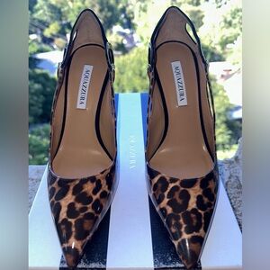 Aquazzura Brown and Black Heels Leopard Print